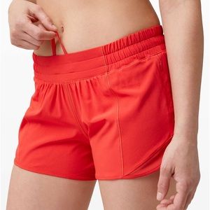 LuluLemon Carnation Red Hotty Hot Shorts Low rise 4”